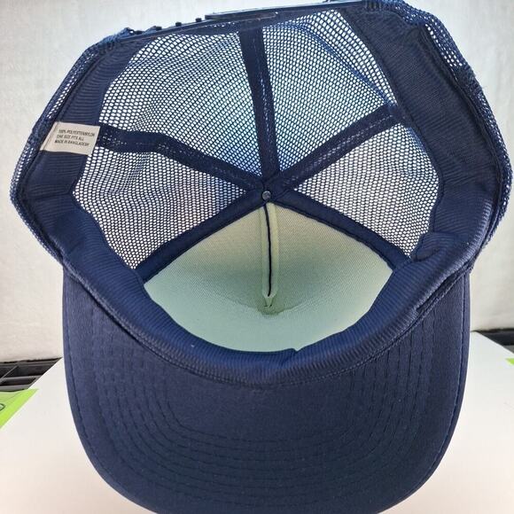 Hooked On Fishing Vintage Trucker Hat - Snapback Mesh - Funny - Navy Blue - Picture 6 of 8